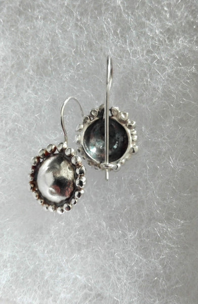 Small Round Dome Silver Earrings