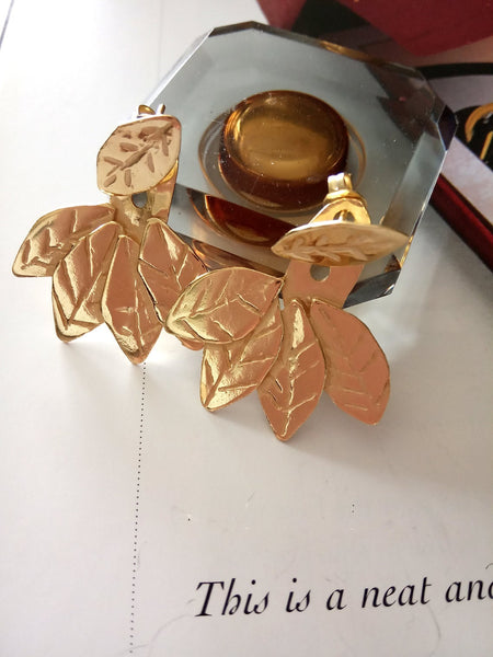 Gold Leafy Ear Jacket Earrings