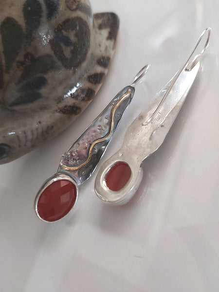 Two Tones Carnelian Dangle Earrings