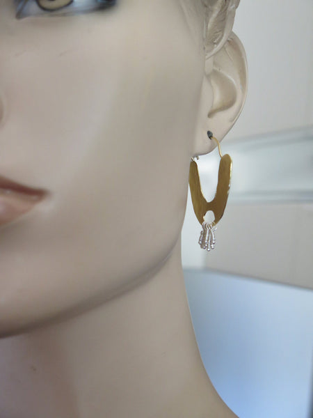 Large Crescent Gold Hoop Earrings