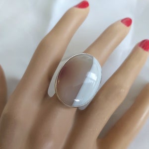 Unusual Oval Agate and Silver Ring