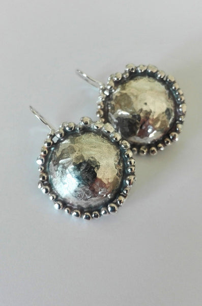 Round Dome Sterling Dangle Earrings