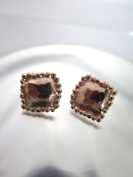 Square Statement Rose Gold Ear Studs