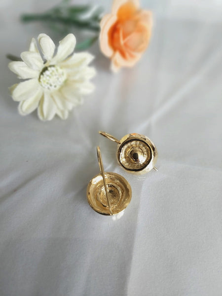 Round Earrings,Round Dangles,Simple but Elegant,Minimal and Unique,Gold Earrings,Hammered Jewelry,Button Dangles,Gift for Friend