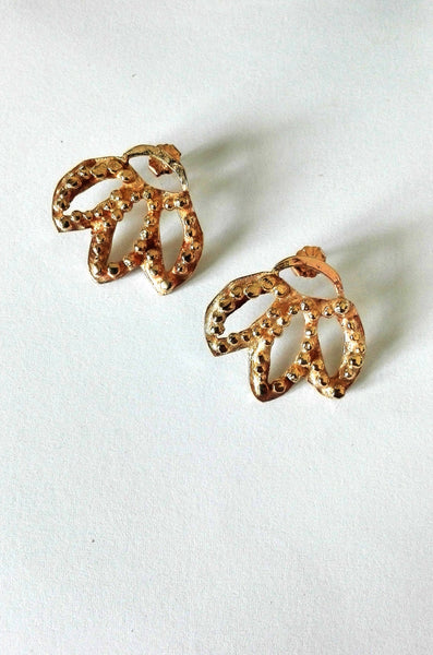 Elegant Gold Leaf Stud Earrings