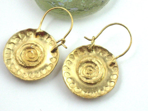 Round Gold Spiral Earring Hoops