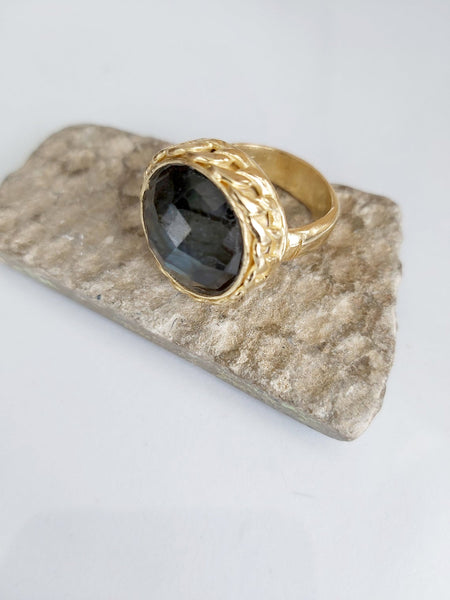 Large Labradorite Stone Ring