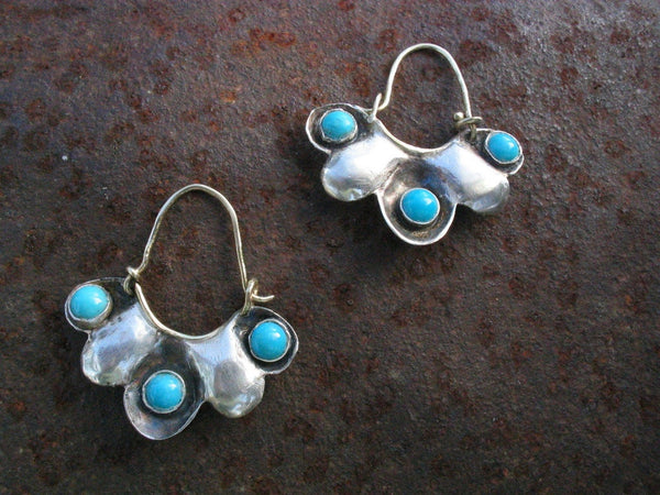 Silver Turquoise Hoop Earrings