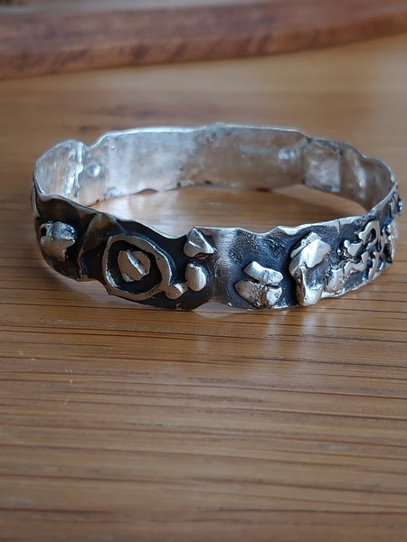 Statement OOAK Sterling Silver Free Design Artisan Bangle