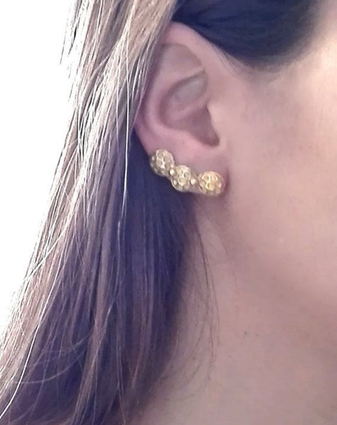 Gold Ear Climber Pin Earrings