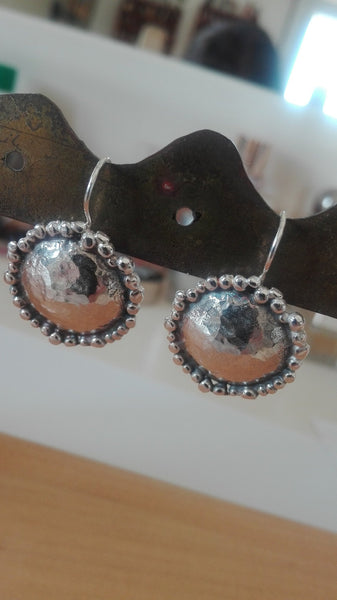 Round Dome Sterling Dangle Earrings