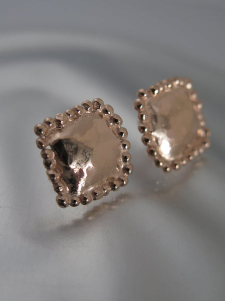 Square Statement Rose Gold Ear Studs