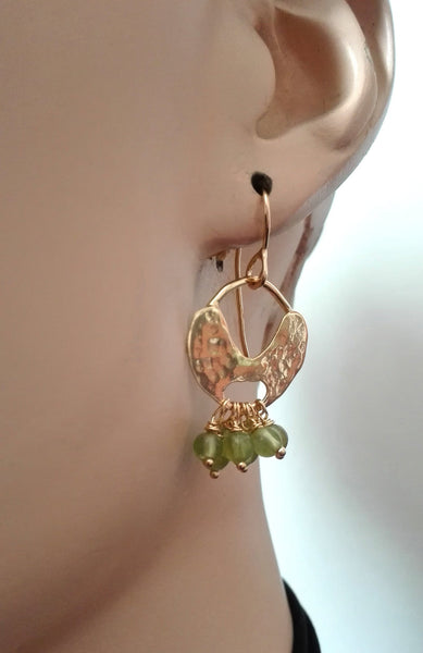 Gold Cheerful Peridot Dangle Earrings.