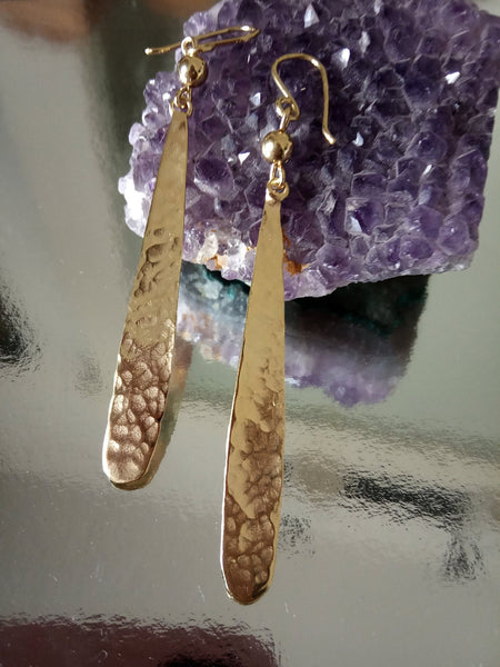 Long Yellow Gold Dangle Earrings