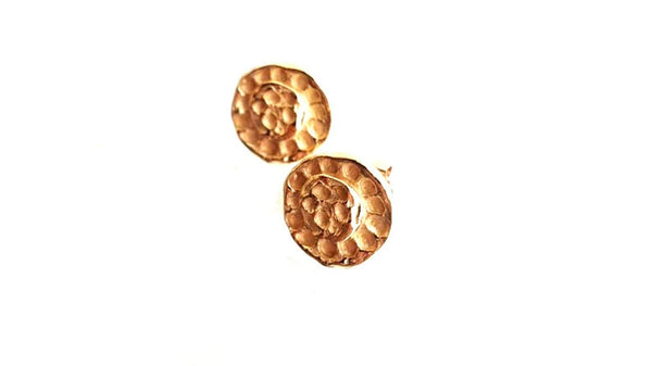 Round Yellow Gold Textured Studs