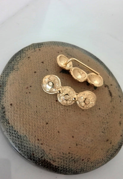 Gold Ear Climber Pin Earrings