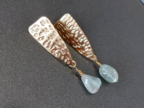 Aquamarine Gold Dangle Earrings