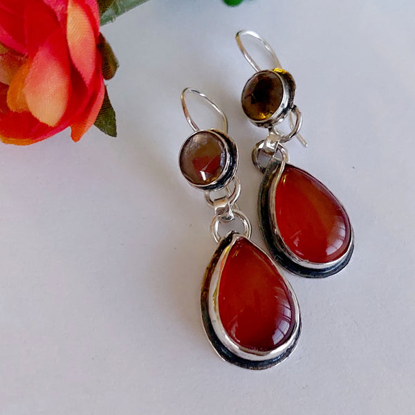 Silver Carnelian Dangle Earrings