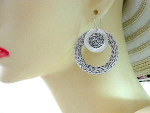 Large Round Hammered & Textured Silver Earrings