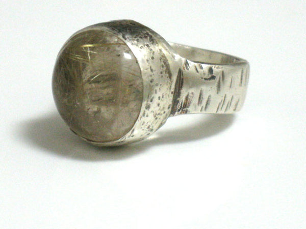 Rutilated Quartz and Sterling Silver Ring