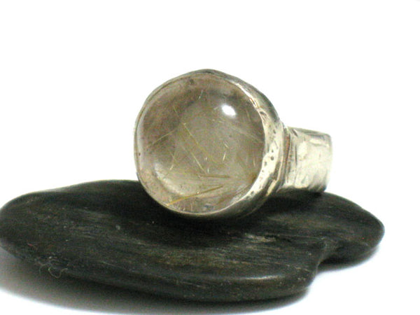 Rutilated Quartz and Sterling Silver Ring