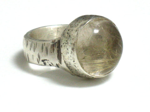 Rutilated Quartz and Sterling Silver Ring