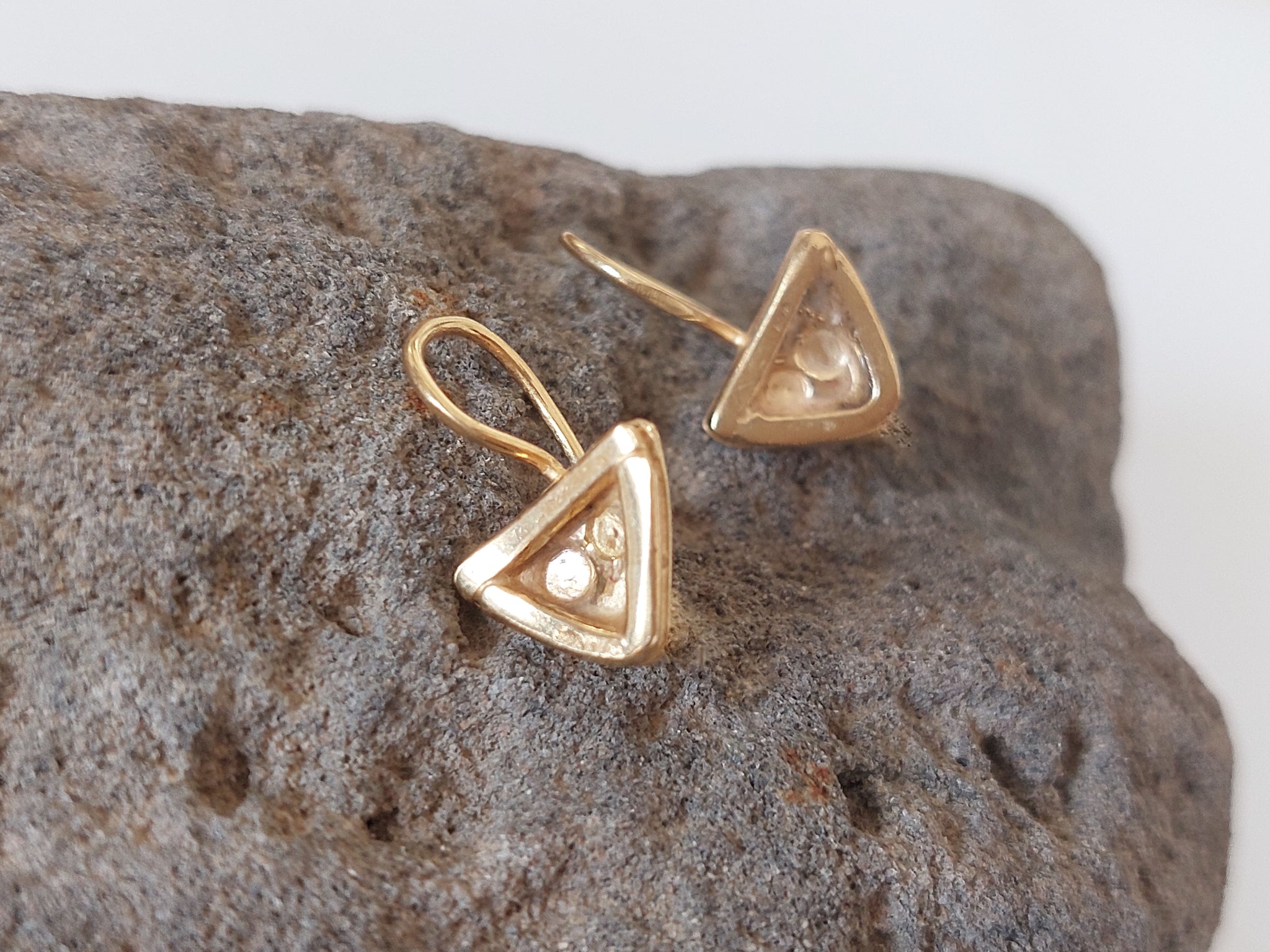 Short Gold Triangle Dangle Earrings