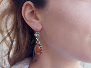 Silver Carnelian Dangle Earrings