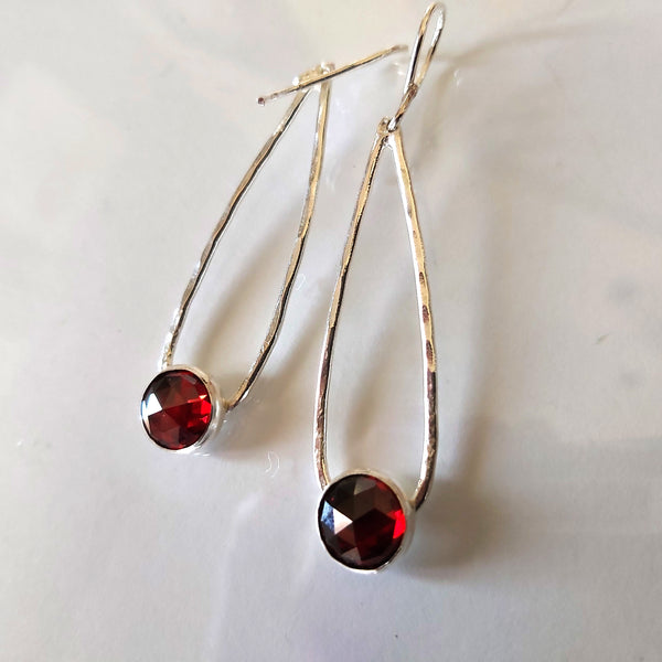 Garnet Teardrop Dangle Earrings