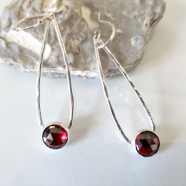 Garnet Teardrop Dangle Earrings