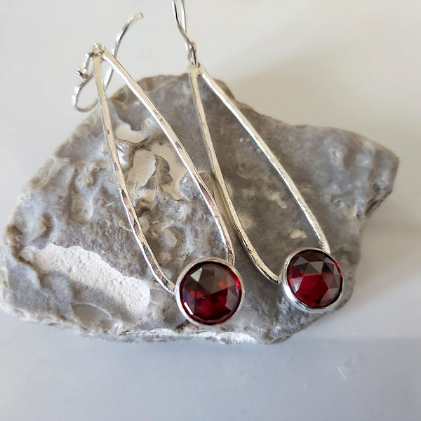 Garnet Teardrop Dangle Earrings