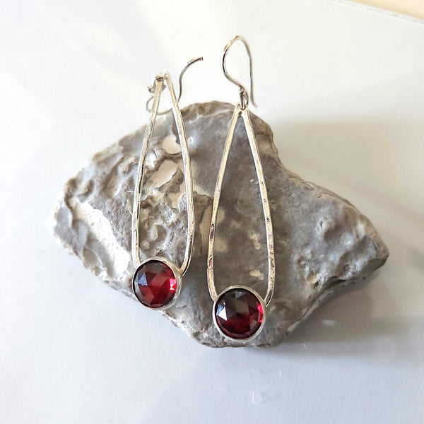 Garnet Teardrop Dangle Earrings