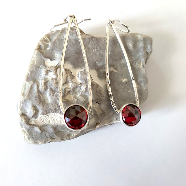 Garnet Teardrop Dangle Earrings