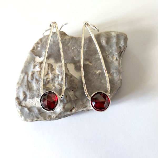 Garnet Teardrop Dangle Earrings