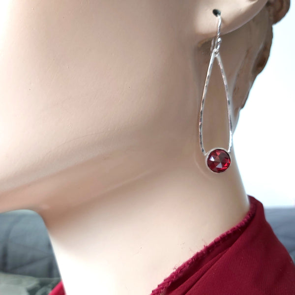 Garnet Teardrop Dangle Earrings