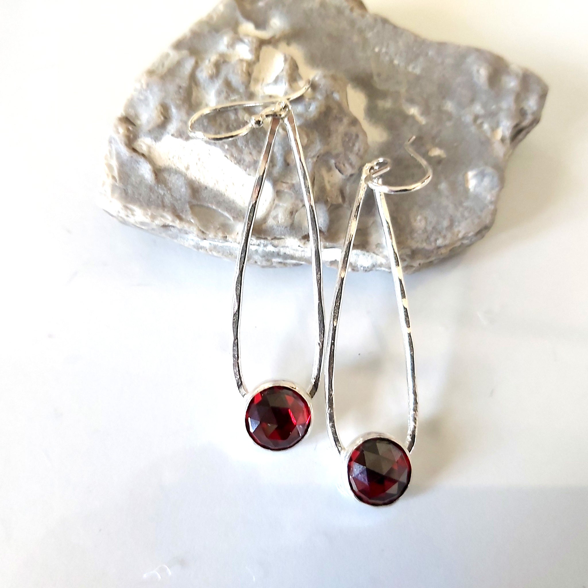 Garnet Teardrop Dangle Earrings