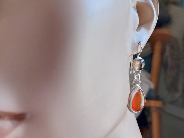 Silver Carnelian Dangle Earrings