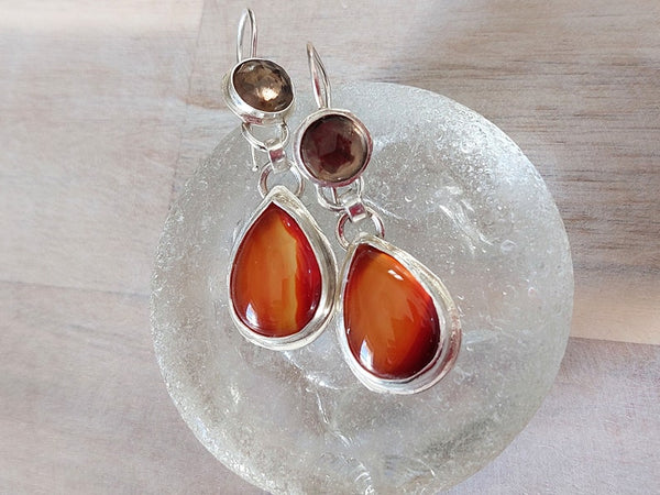 Silver Carnelian Dangle Earrings