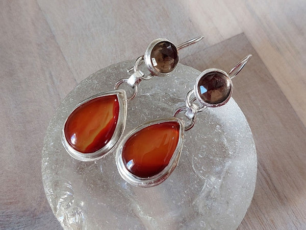 Silver Carnelian Dangle Earrings