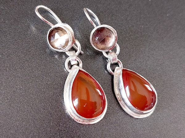 Silver Carnelian Dangle Earrings