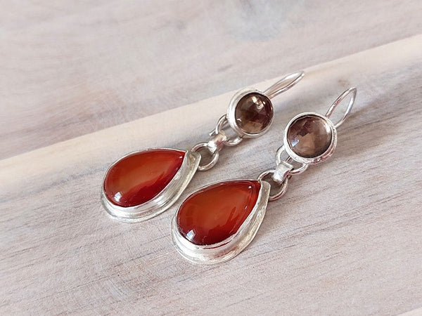 Silver Carnelian Dangle Earrings