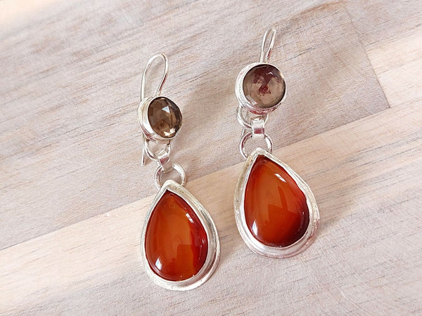 Silver Carnelian Dangle Earrings