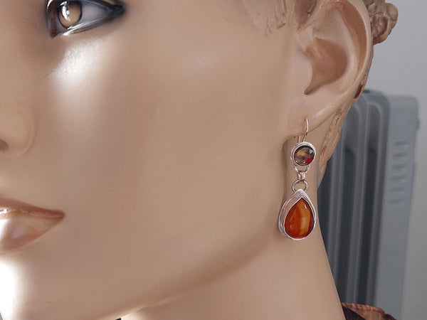 Silver Carnelian Dangle Earrings