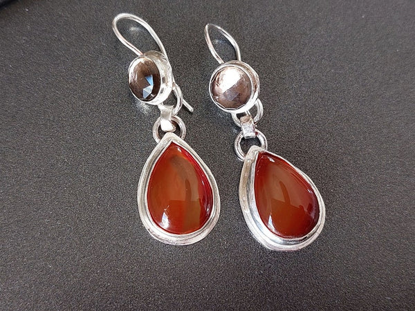 Silver Carnelian Dangle Earrings