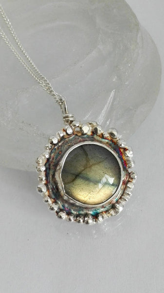 Round Labradorite Pendant Chain Necklace