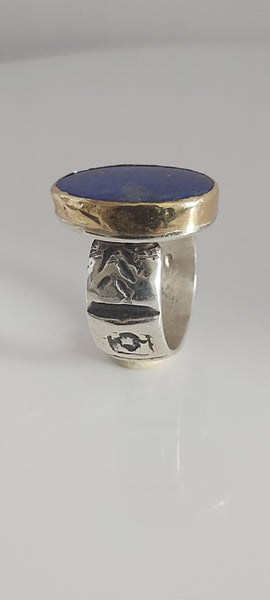 Lapis Lazuli Silver solid Gold Ring