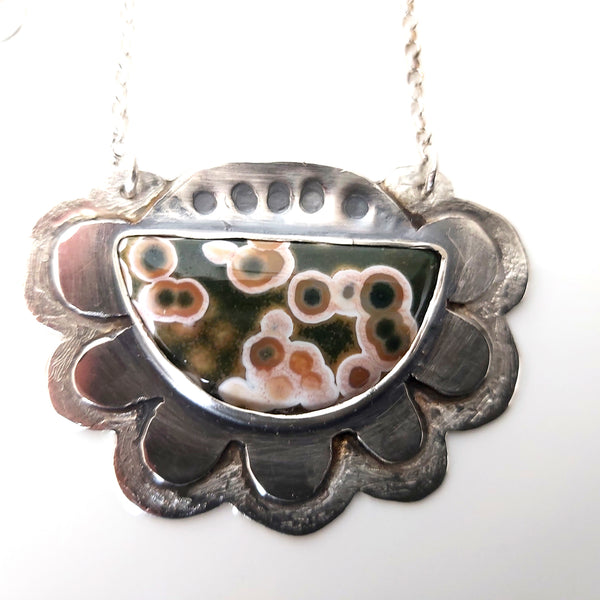 Ocean Jasper Sterling Pendant Necklace