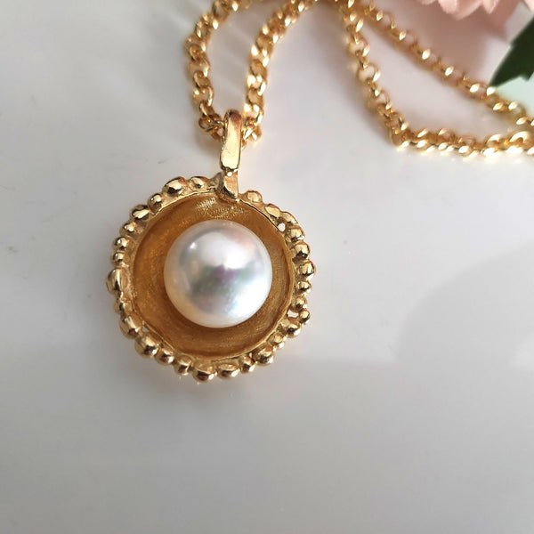 Gold Pearl Pendant Chain Necklace