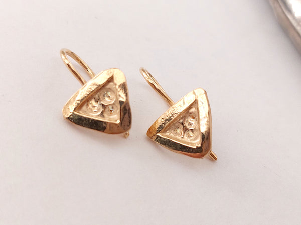 Short Gold Triangle Dangle Earrings