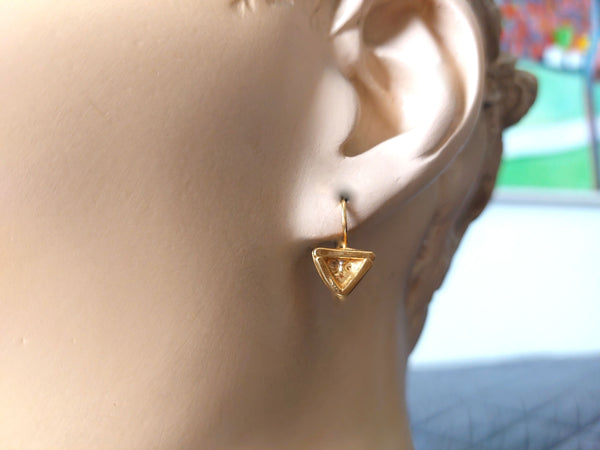 Short Gold Triangle Dangle Earrings